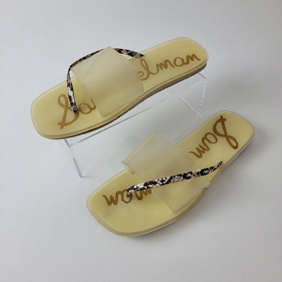 Sam Edelman Shoes - Sam Edelman Jelly Sandals Womens 8.5 Yellow Luciana Clear Snakeskin Slip On